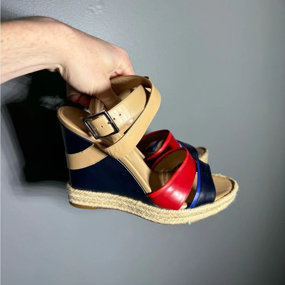 Longchamp Finca Louisa Wedge Espadrille Sandals Women’s Size EU 39